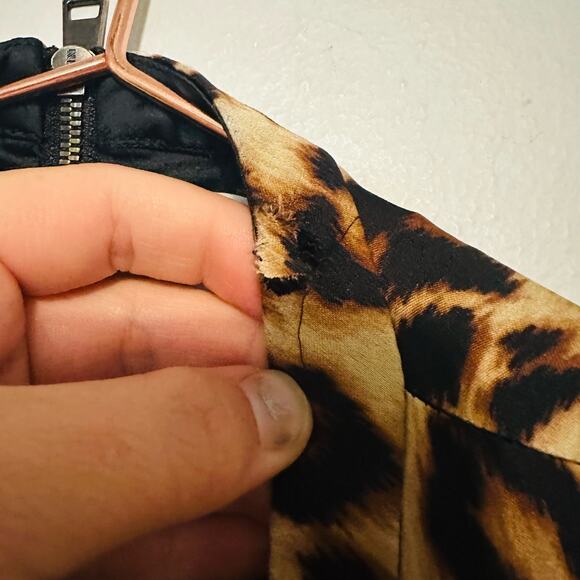 A.L.C. ALC Brown Tan Leopard Gabriela Gown Silk Formal Cut Out Maxi Dress Size 8 - Picture 11 of 11